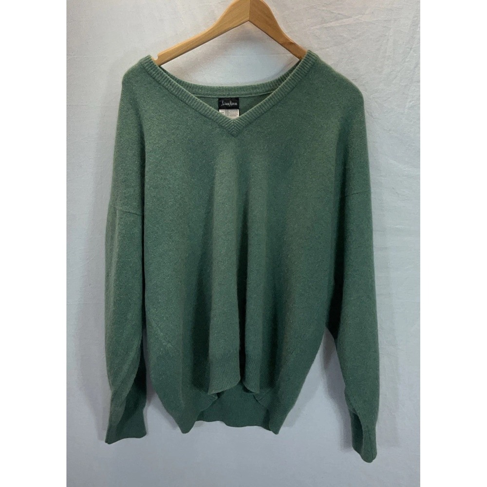 Vtg‎ Neiman Marcus 100% Cashmere Mens Sweater VNeck Green Preppy Scotland XL